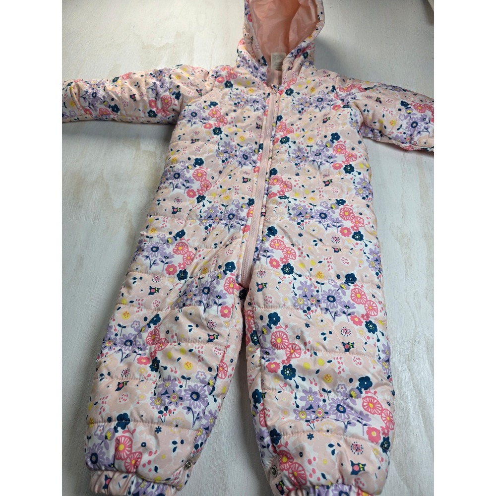 First Impressions Floral Puffer Snowsuit Pink Hooded One Piece 24 Months Kids